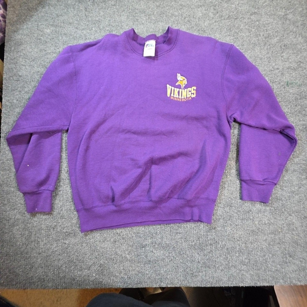 Vintage Minnesota Vikings Sweatshirt Mens Large Purple NFL Football Pro Player